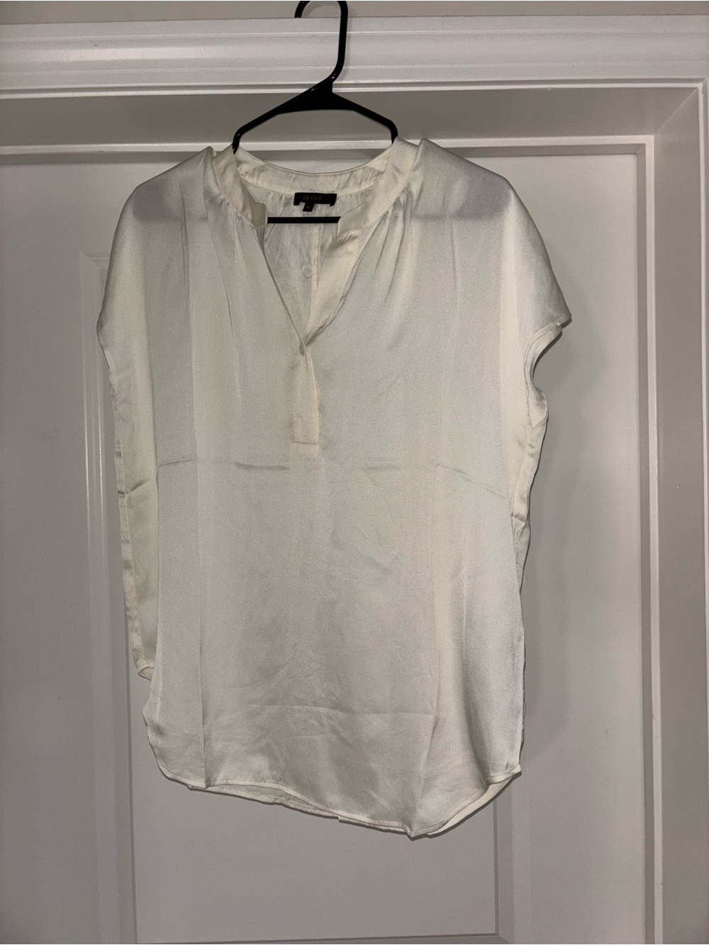 Quince Cream Cap Sleeve V-Neck Blouse